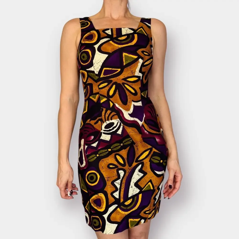 90s Scarlett abstract pattern‎ Dress Size S